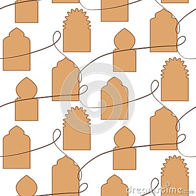 Pattern from the east windows. Silhouette of Arab decorative window frames exact vector cartoon patterns. Lines, decorated Vector Illustration