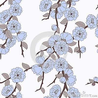 Pattern with elegant sakura flowers Vector Illustration