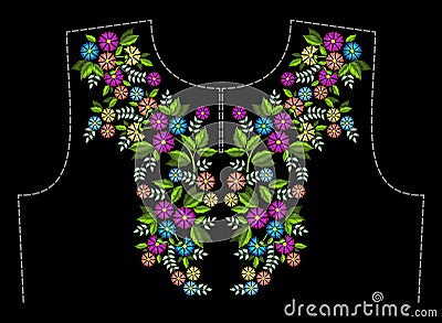 A pattern for embroidery the neck of clothing Vector Illustration