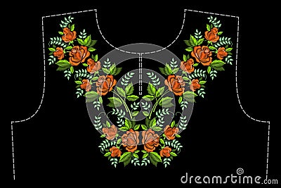 A pattern for embroidery the neck of clothing Vector Illustration