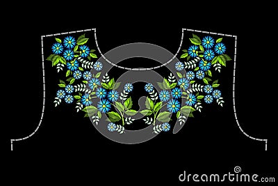 A pattern for embroidery the neck of clothing Vector Illustration