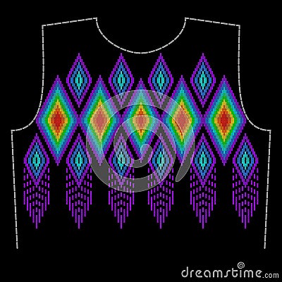 A pattern for embroidery the neck of clothing Vector Illustration