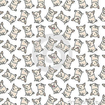 Pattern with emotional dogs on the white background Vector Illustration