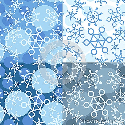 Pattern with falling snowflakes Vector Illustration