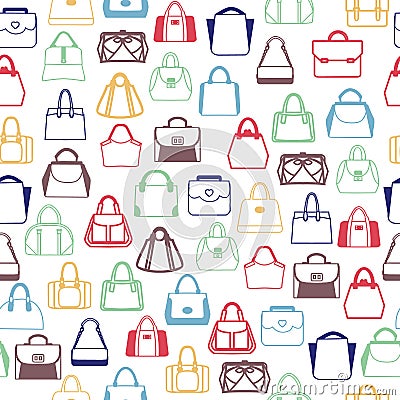 Pattern of Fashion Bags, Women and men bags Vector Illustration