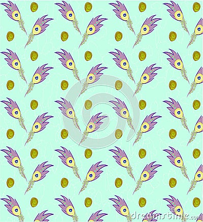 Pattern of feathers doodle Vector Illustration