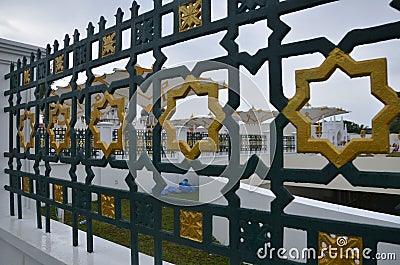 Pattern Fence of Baiturrahman Mosque, Indonesia Stock Photo