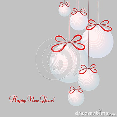 Pattern with festive balls with text Happy New Year Winter background for New Year and Christmas holidays Vector Illustration