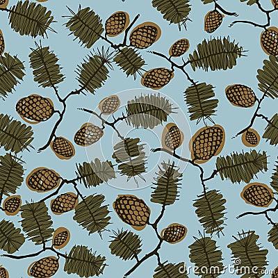 Pattern with fir cone and twig Stock Photo