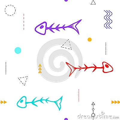 Pattern fish skeleton seamless Vector Illustration