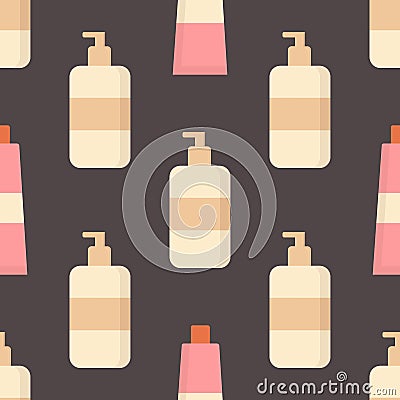 Pattern of flat cream dispenser and tube Vector Illustration