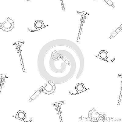 Pattern of flat just a vernier caliper and micrometer smooth, tape measure. Linear design. On a white background. Tools Vector Illustration