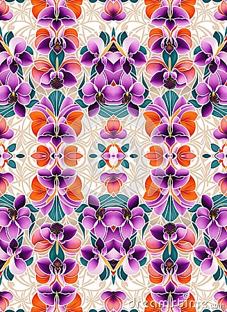 Wallpaper of flowers designfor backgrounds, tapestries, prints. Generative AI Stock Photo