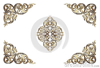 Pattern of flower carved frame on white Stock Photo