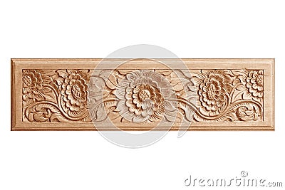 Pattern of flower carved on wood Stock Photo