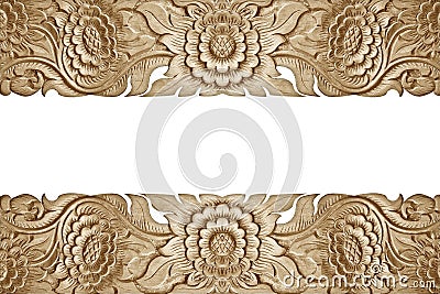 Pattern of flower carved on wood background Stock Photo