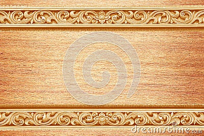 Pattern of flower carved on wood for decoration Stock Photo