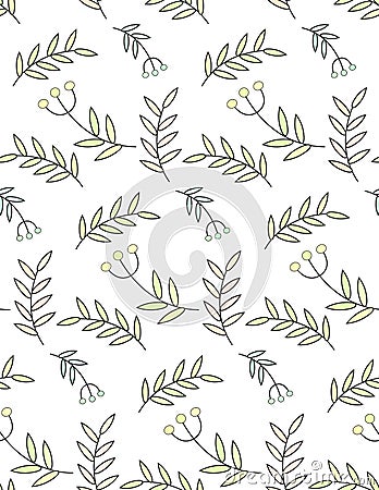 Seamless pattern of flowers and leaves Stock Photo