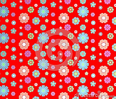 Retro flowers over red background Stock Photo