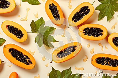 Pattern of fresh papaya fruit Stock Photo