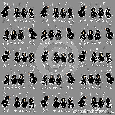 Pattern of funny chickens singing Stock Photo