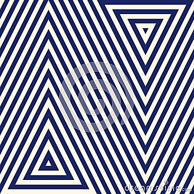 Pattern with geometric ornament. Striped navy blue abstract background. Repeated triangles wallpaper Vector Illustration