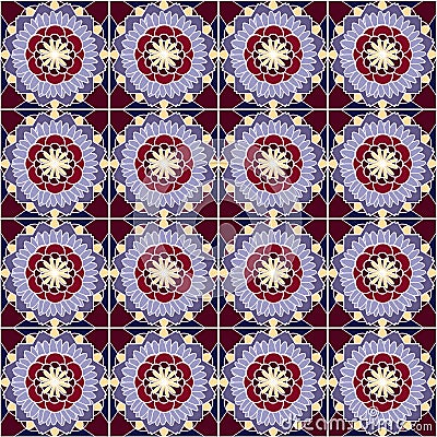 Pattern with geometric shapes and floral elements Stock Photo