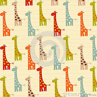 Pattern with giraffes Cartoon Illustration