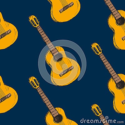 Pattern with gitars on it Vector Illustration