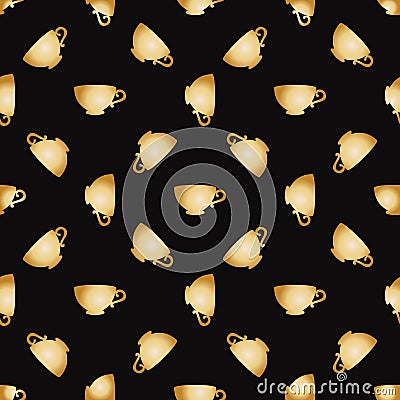 Pattern with a gold cups Vector Illustration