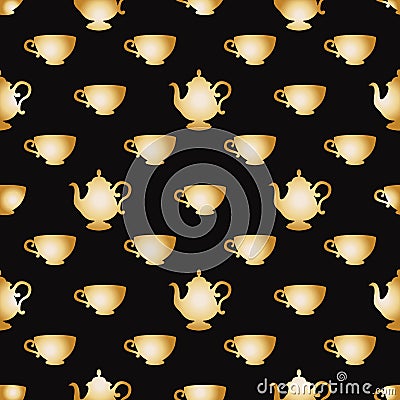 Pattern with a gold cups Vector Illustration