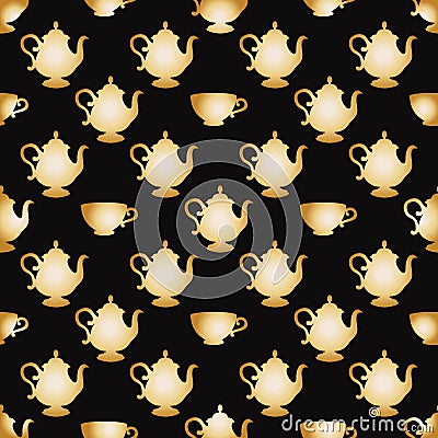 Pattern with a gold cups Vector Illustration