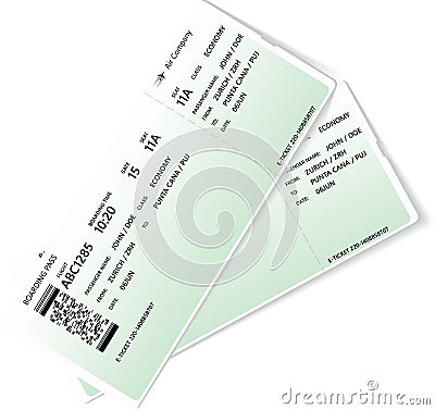 Pattern of green airline boarding pass ticket Vector Illustration