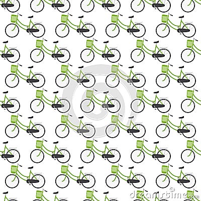 Pattern with green bike Vector Illustration