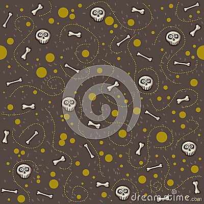 Pattern Halloween with skulls and bones Vector Illustration