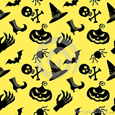 Pattern halloween witch Vector Illustration