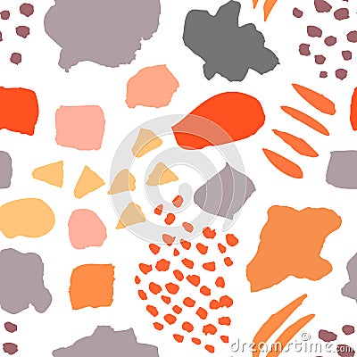 Pattern with hand drawn brigh colors sketch shapes Vector Illustration