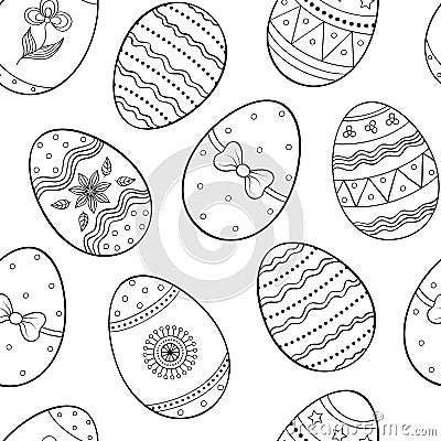 Pattern with handdrawn easter eggs Vector Illustration