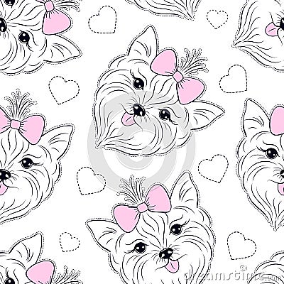 Pattern with head of dog Vector Illustration