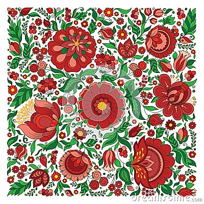 Pattern for head scarf with Traditional Ukrainian Painting Vector Illustration