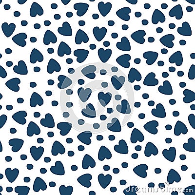 Pattern with hearts. blue on white Vector Illustration