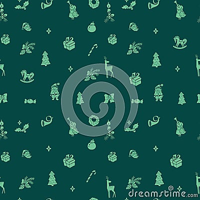 Vector pattern with Christmas icons Vector Illustration