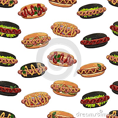 Pattern of hotdogs Vector Illustration