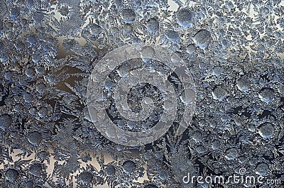 Pattern from ice crystals on glass, a close up Stock Photo