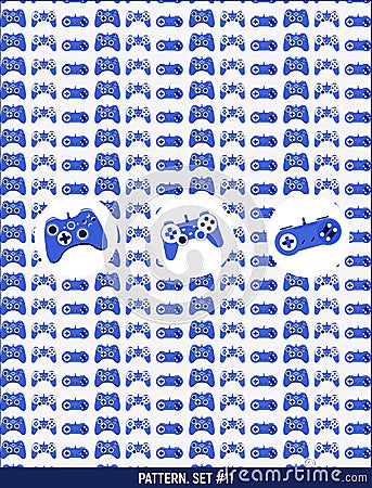 Pattern with 3 icons. Gamepads Vector Illustration