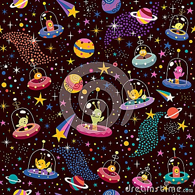 Cute aliens pattern Vector Illustration