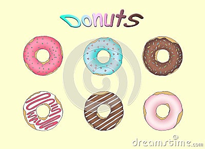 Pattern with the image of multi-colored donuts Stock Photo
