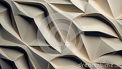 pattern of interconnected geometric shapes beige color 3D pattern Stock Photo