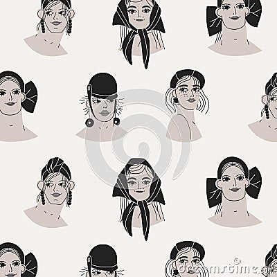 pattern lady in hat vector Vector Illustration