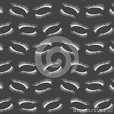 Pattern with a lashes on dark gray background. Vector background Vector Illustration